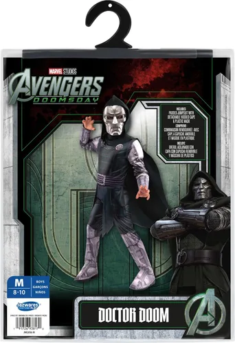 Vista 2 de Marvel Doctor Doom - Disfraz oficial de Halloween para jóvenes, overol acolchado de alta calidad con máscara de plástico