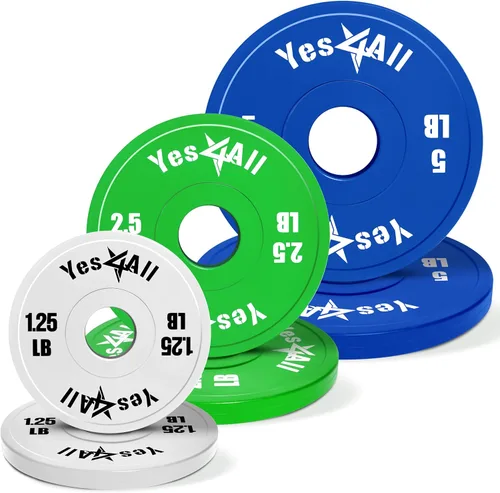Vista 13 de Juego de placas de peso fraccional Yes4All, disponible en acero y goma, conjunto de 2/4/6 placas en tamaños de 1.25LB, 2.5LB o 5LB, micro placas