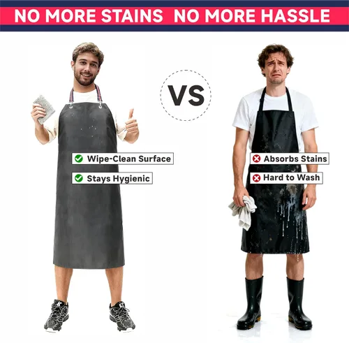 Vista 5 de GoldPig Thick Rubber Apron: Waterproof, Chemical Resistant, Adjustable Neck & Belt for Dishwashing, Gardening, Butchering