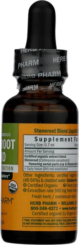 Vista 5 de Herb Pharm Certificado orgánico Stoneroot Blend extracto líquido para apoyo cardiovascular y circulatorio, 1 onza