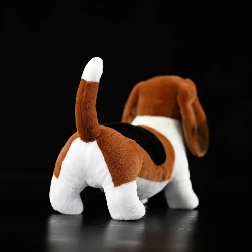Vista 4 de Peluche realista de Basset Hound francés, 12 pulgadas, almohada de cachorro de perro marrón