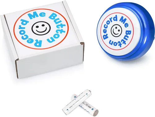 Vista 7 de Botón Record Me: diseño único y alegre grabable con micrófono integrado, reproduce tu propio mensaje personalizado en cualquier momento (azul)