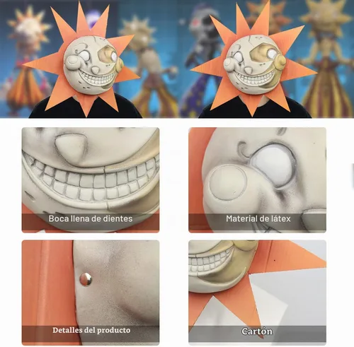 Vista 3 de Máscara de sol y luna, máscara de oso payaso, disfraz de Halloween, accesorio de cosplay
