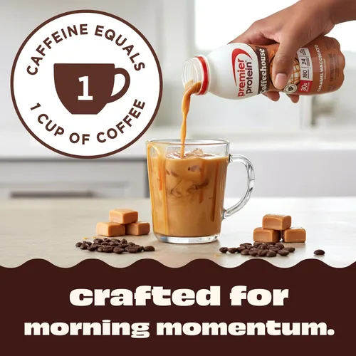 Vista 2 de Paquete de batido de proteína Premier Protein Caramel Macchiato + café Latte proteína en polvo