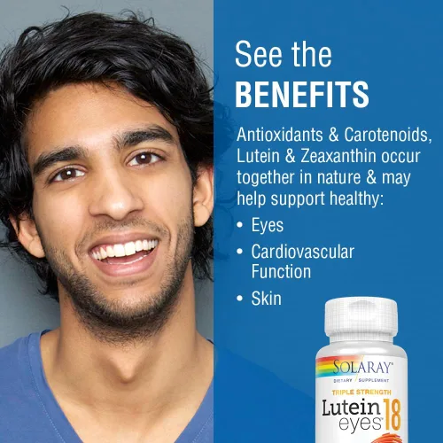 Vista 4 de SOLARAY Ojos de luteína de triple fuerza, 18 mg Suplemento de apoyo para la salud ocular y macular con luteína y zeaxantina de origen natural