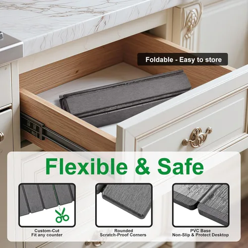 Vista 8 de cuomaop Kitchen Master Bundle: freidora de acero inoxidable de 9.4 pulgadas con medidor de temperatura + alfombrilla de secado de diatomita plegable