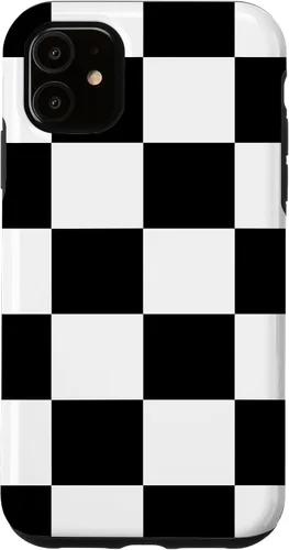 Vista 8 de Black and White Classic Checkered Big Checkerboard Pattern Case for iPhone 16