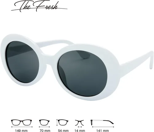 Vista 2 de The Fresh Gafas de sol Clout Oval Mod Retro Vintage Kurt Cobain inspiradas gafas de sol redondas caja de regalo