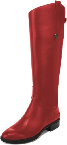 Vista 5 de YDN Botas planas elegantes hasta la rodilla para mujer, puntera cerrada, cremalleras traseras, tacones bajos, botas de equitación, zapatos