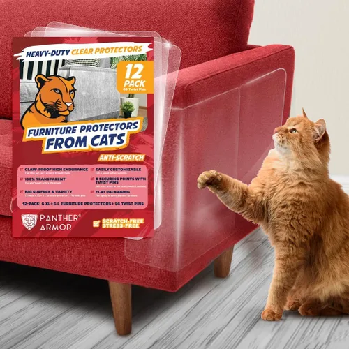 Vista 9 de Panther Armor Protector de muebles para gatos, 6 hojas transparentes con Brillo (protector de muebles de 1 cara)