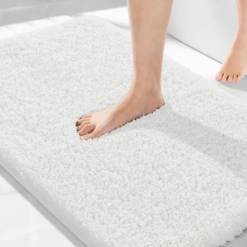 Vista 80 de Yimobra Alfombras de baño en negro y blanco antideslizantes lavables, tapetes de baño ultra suaves y absorbentes de agua, alfombra de ducha suave