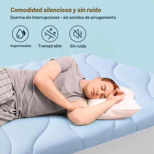 Vista 6 de Unikome - Protector de colchón ultra suave e impermeable para personas que duermen con calor Azul claro