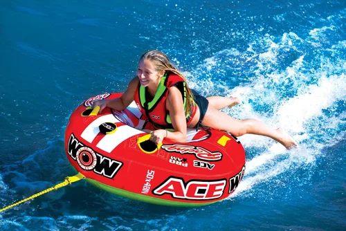 Vista 3 de Wow Sports World of Watersports Ace Racing Boat Tube 1 persona inflable remolcable tubo para navegar, 15-1120