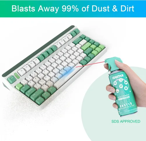 Vista 2 de Plumero de aire enlatado comprimido para computadora, limpiador de teclado electrónico desechable para limpieza de plumero, 3 unidades (3.5 onzas)