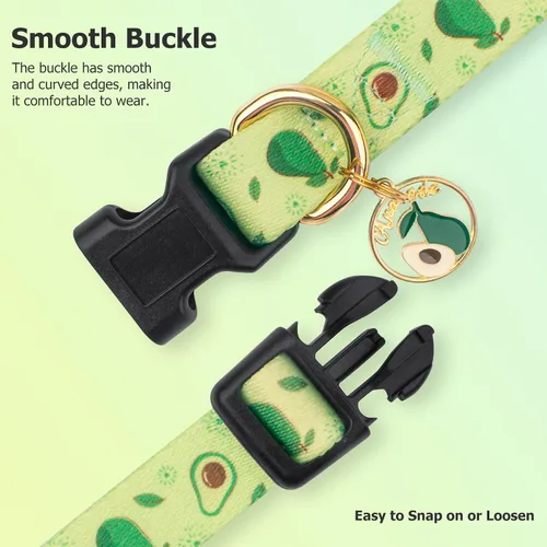 Vista 2 de Collar de perro hecho a mano para perros pequeños, medianos y grandes, verde aguacate con colgante, collares de moda para otoño e invierno (pequeño)