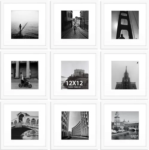 Vista 14 de Golden State Art, Smartphone, Instagram Marcos Collection, marco para fotos812 x 12 pulgadas con Photo Mat y vidrio real para fotos de 8 x 8 Negro