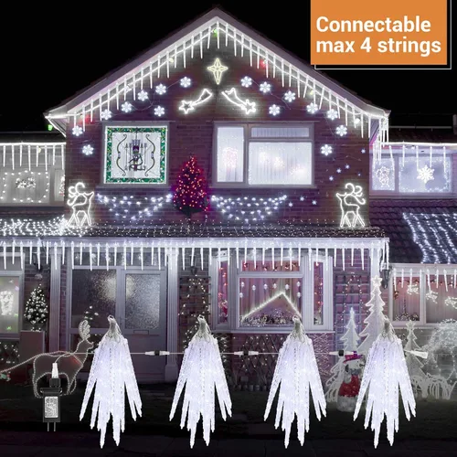 Vista 7 de Toodour Luces de carámbano de Navidad para exteriores, 20 tubos de 90 luces LED de carámbano con 8 modos, cadena de luz de cristal para interiores