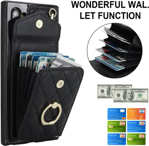 Vista 3 de Asuwish Funda de teléfono para Samsung Galaxy Note 10 5G con protector de pantalla de vidrio templado y correa para la muñeca, bloqueo RFID