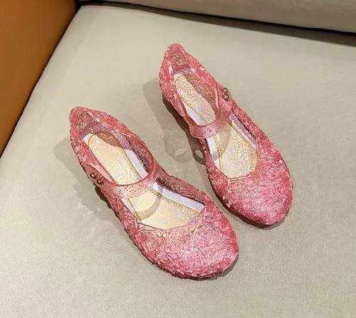 Vista 2 de Sandalias de gelatina para niñas, zapatos de vestir de princesa para niña pequeña talla 9, fiesta de baile de reina cosplay, disfraces planos Mary