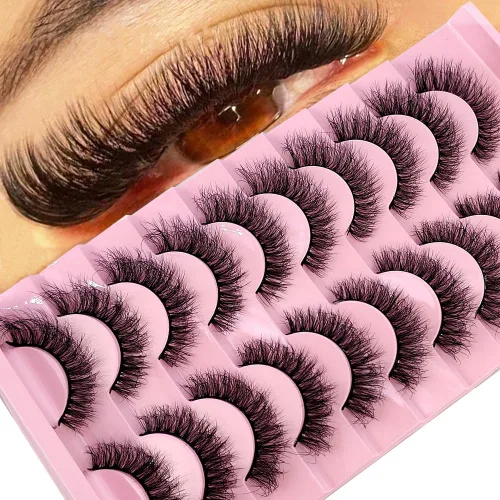 Vista 15 de 10 pares de pestañas postizas de visón 3D, hechas a mano, pestañas largas y finas, pestañas naturales para maquillaje de ojos (3-6)