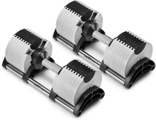 Vista 9 de Gronk Fitness - Mancuernas ajustables NUOBELL 5–80 lb Set Original NUOBELL 22 Pesos en 1 para entrenamiento de fuerza en el gimnasio en casa