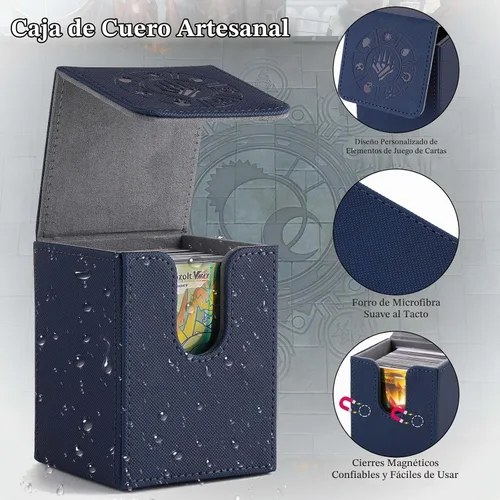 Vista 3 de Caja para mazos de cartas Arkeiliy, caja de almacenamiento de más de 110 cartas MTG con 50 fundas para cartas, estuches coleccionables para cartas