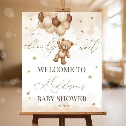 Vista 7 de Letrero de bienvenida personalizado para baby shower, letrero de bienvenida personalizado para baby shower, diseño de animales del bosque floral