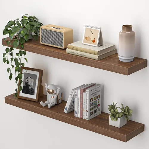 Vista 30 de Heimlove Estantes flotantes para pared, estante de 16 pulgadas para baño pequeño, almacenamiento montado y exhibición, estantes de madera para Negro