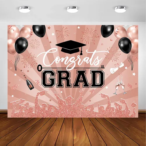 Vista 12 de Avezano Fondo de graduación Congrats Grad, decoraciones de fiesta de graduación de clase de 2026, fondo de sesión de fotos, felicitaciones