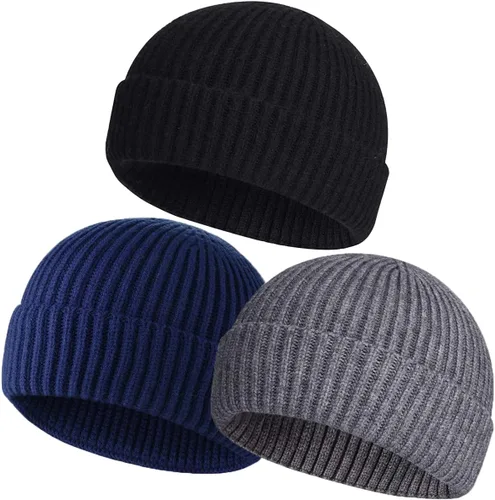 Vista 14 de vidsel Gorro Corto de Pescador para Hombres y Mujeres, Gorro de Lana Tejida con Puño Estilo Moderno de Arrastrero, Gorros Cálidos de Invierno