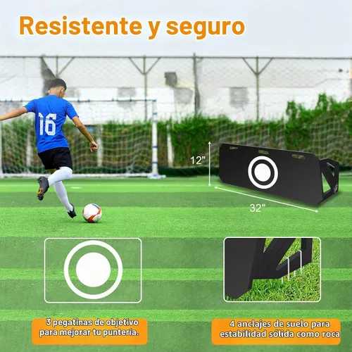 Vista 3 de 3-Angle Soccer Rebounder Board, Portable Wall for Passing, Shooting Negro 32"x12