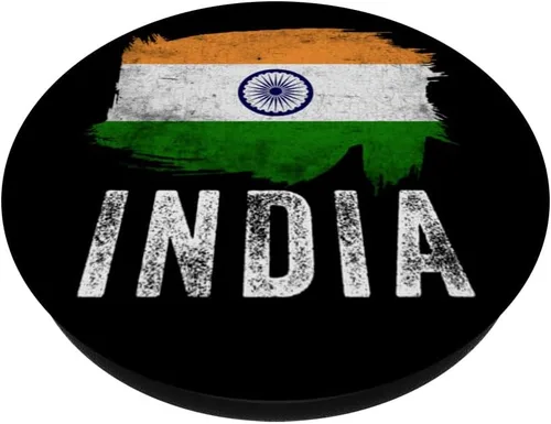 Vista 2 de Patriotic India Pride Vintage Indian Flag PopSockets Standard PopGrip