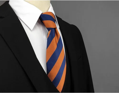 Vista 5 de SW SHLAX WING - Corbata para hombre con bolsillo cuadrado y rayas azules y naranjas