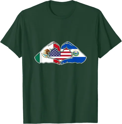 Vista 69 de Corazón manos México, El Salvador y Estados Unidos. Camiseta, Negro