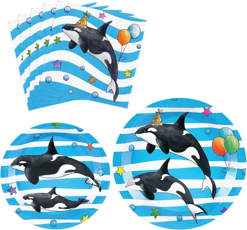 Vista 12 de WERNNSAI Hawaiian Luau Party Supplies - 48 platos y servilletas de Luau tropical, decoraciones de cumpleaños, platos de papel hawaiano para verano