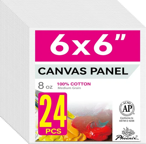 Vista 10 de PHOENIX Paneles de Lienzo Pequeños para Pintura de 3x5 Pulgadas, Paquete de Valor de 12 Unidades - 8 Oz Triple Imprimado 100% Algodón Libre de Ácido