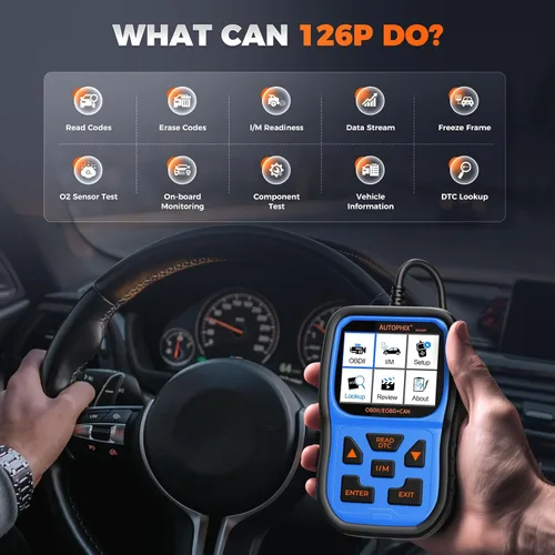 Vista 3 de AUTOPHIX Escáner OM126P+ OBD2, lector de código de luz de verificación del motor, escáner de código de automóvil para diagnóstico automotriz, leer