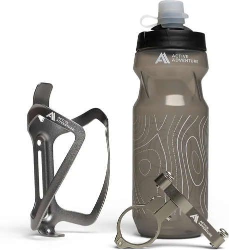 Vista 10 de Combo de soporte para botella de agua para bicicleta, 20 onzas, soporte para botella exprimible y jaula de montaje para bicicleta, no necesita