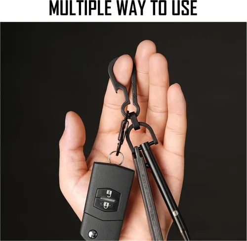 Vista 2 de KeyUnity KM15BK Titanium EDC Abridor de botellas Llavero Clip con anillo D y anillo giratorio KA15BK