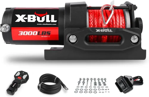 Vista 9 de X-BULL Cabrestante eléctrico de alambre de acero de 12 V 3000 libras para remolcar ATV/UTV todoterreno con soporte de montaje remoto inalámbrico