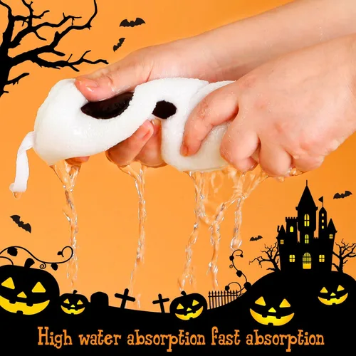 Vista 3 de Quera Paquete de 2 toallas de mano con diseño de fantasmas de Halloween, bordadas, decoración de lujo, para baño, juego de toallas decorativas