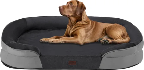Vista 25 de Dwanton - Cama ortopédica para perros medianos con espuma de gel de memoria, sofá impermeable para perros, cama lavable para mascotas con cojín