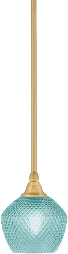 Vista 135 de Toltec Lighting Tallo Colgado Mini colgante, acabado de cobre negro, 3.5" cuadrado humo burbuja vidrio