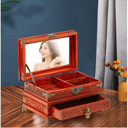 Vista 6 de Cerradura antigua, cerrojo, bisagras, manija de cajón, caja de protectores de esquina y patas, kit de herrajes decorativos para caja de madera