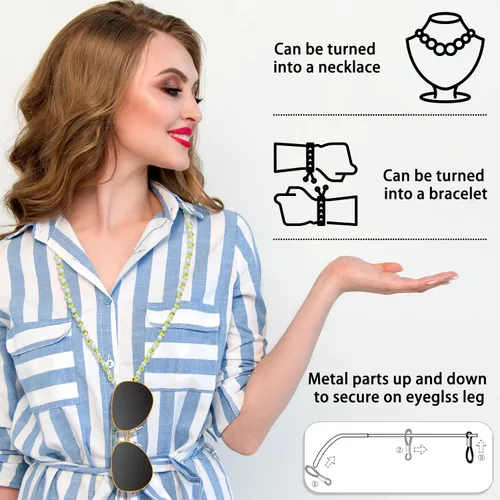 Vista 5 de Cadena multifuncional para gafas elegante soporte para gafas, collar y cordón para máscara para mujeres de moda