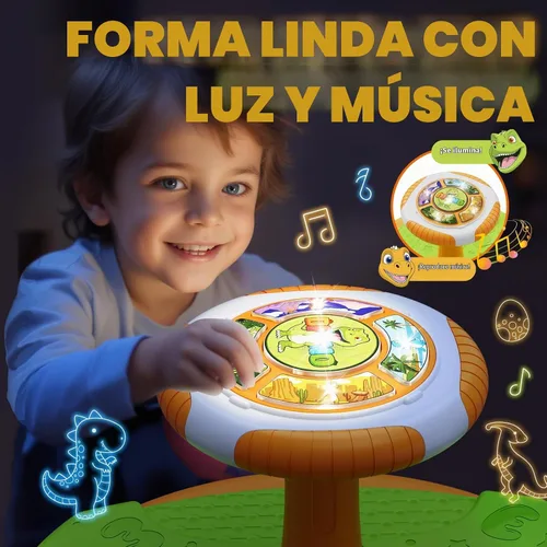 Vista 3 de HYES Juguetes de dinosaurio para sentarse y girar para niños, luces LED