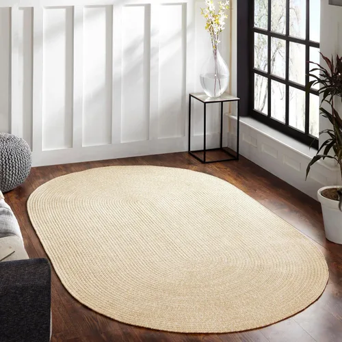 Vista 18 de BNM - Alfombra ovalada bohemia para interiores y exteriores con patrón trenzado sólido, perfecta para patio trasero, patio, oficina, sala de estar