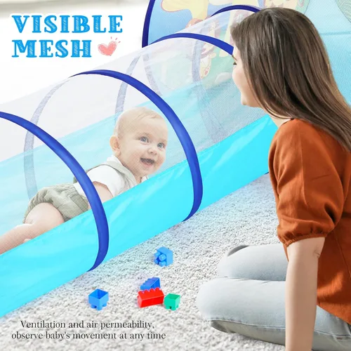 Vista 4 de Tienda de campaña de juego para niños de 3 piezas con túnel de juego y foso de pelotas, tienda de campaña para niños pequeños para niñas y niños