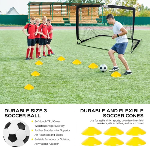 Vista 5 de 6x4 ft Kids Soccer Goals for Backyard Set of 2- Portable Pop Up Soccer Net for Backyard for Kids Toddler Youth, Soccer Training Equipment+ Soccer