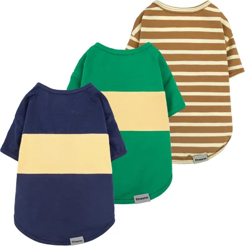 Vista 11 de Fitwarm Paquete de 3 camisas para perro de color liso, ropa clásica de verano para perros pequeños, niños y niñas, traje ligero para mascotas, azul